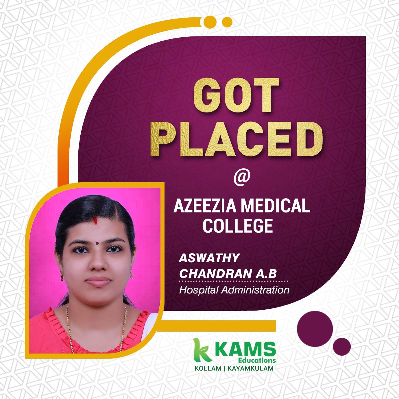 Placement of Hospital Administration Student KAMS Education Kollam